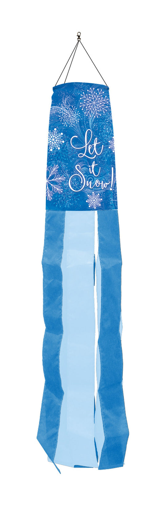 Glistening Snowflakes Windsock; Polyester 6"x40"L