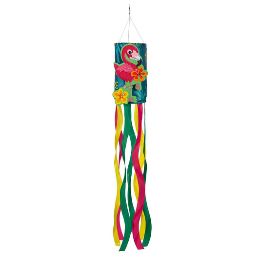 Let's Flamingle 3D Windsock; Polyester 6"ODx40"L