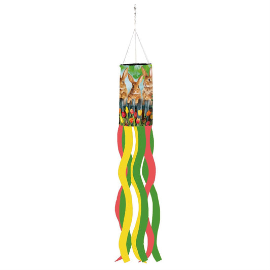 Whimsy Bunny Trio Windsock; Polyester 6"ODx40"L