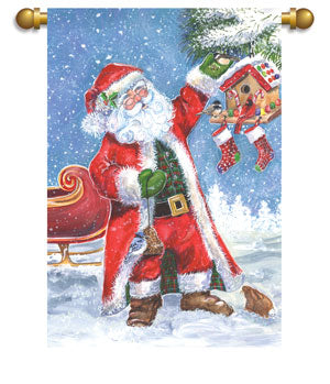 "Santas Stop" Printed Seasonal House Flag; Polyester