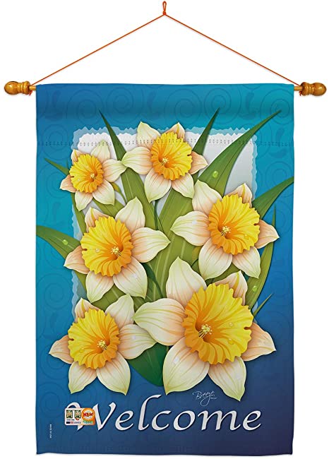 Blooming Daffodils Printed Seasonal House Flag; Polyester