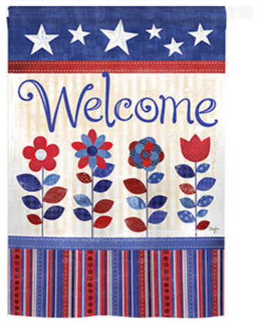 Patriotic Welcome House Flag