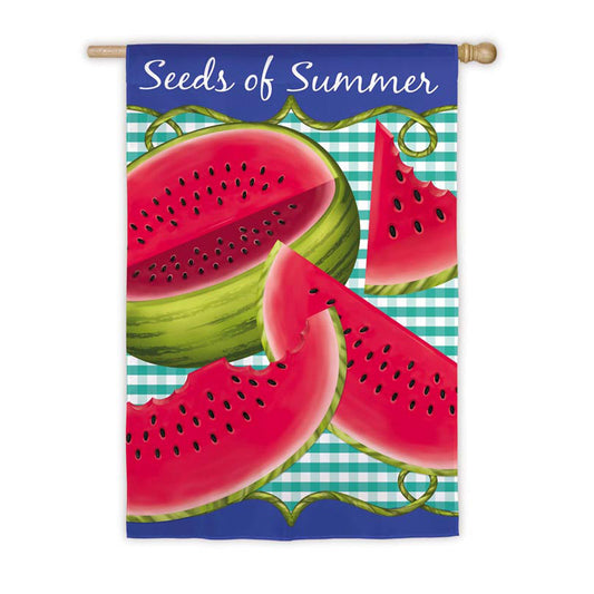 "Watermelon Seeds of Summer" Printed Seasonal House Flag; Polyester