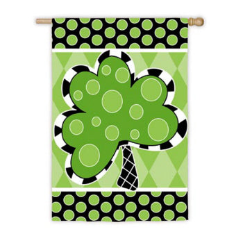 "Patterned Shamrock" Printed Seasonal House Flag; Polyester