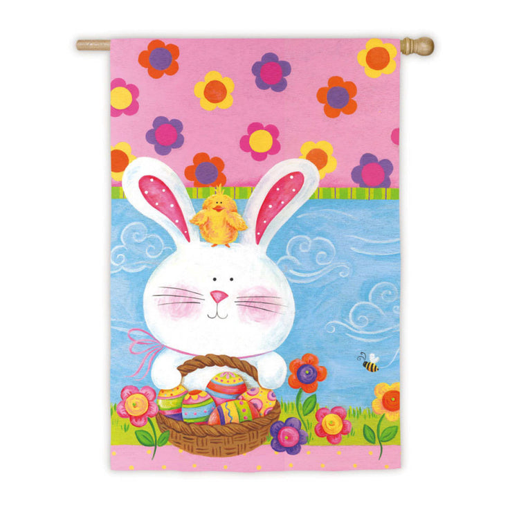 Easter Bunny & Chick Printed Seasonal House Flag; Polyester
