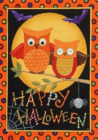 Happy Owl-oween Printed Seasonal House Flag; Polyester