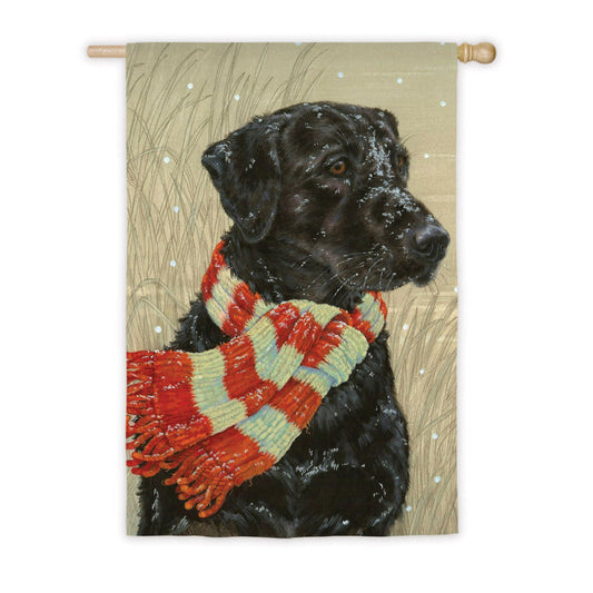 Winter Wrapped Up Retriever House Flag