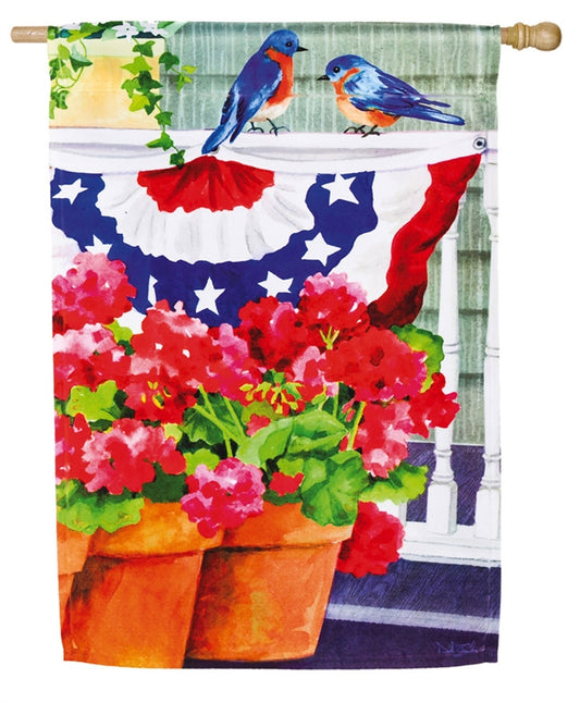 Patriotic Bluebird Bunting House Flag