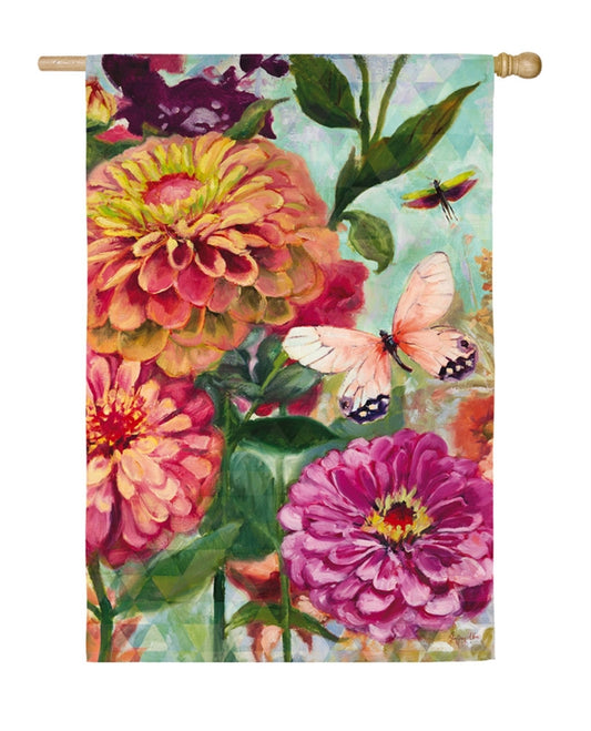 Zinnia Garden Printed House Flag; Polyester