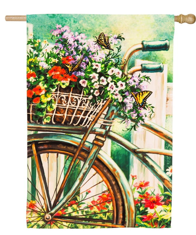 Special Delivery Floral Bicycle House Flag
