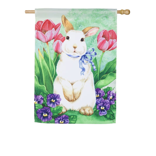 Standing Bunny Printed Seasonal House Flag; Polyester