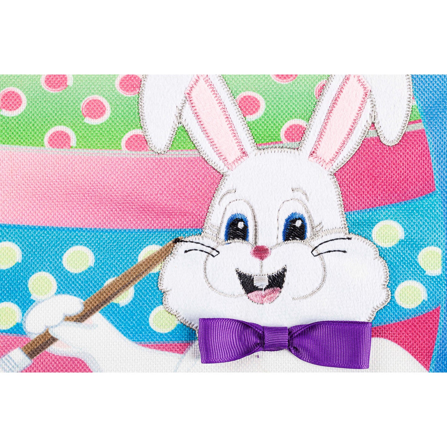 Bunny Painting Easter Egg Burlap House Flag; Polyester 28"x44"