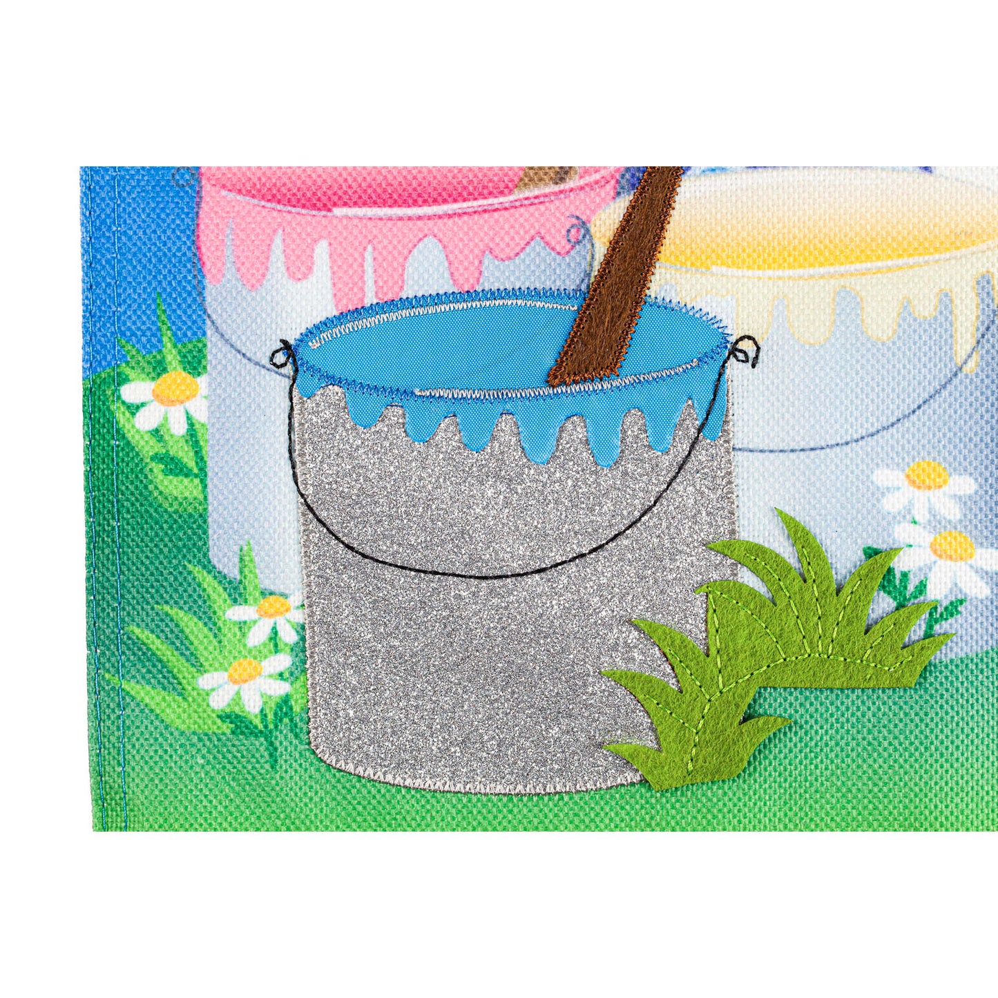 Bunny Painting Easter Egg Burlap House Flag; Polyester 28"x44"