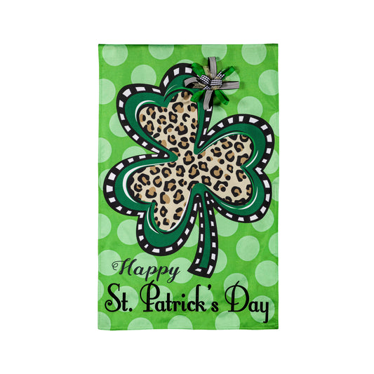 Happy St.Patrick's Day Animal Print Shamrock House Flag