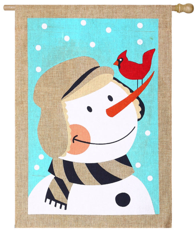 Let it Snow Winter Snowman House Flag