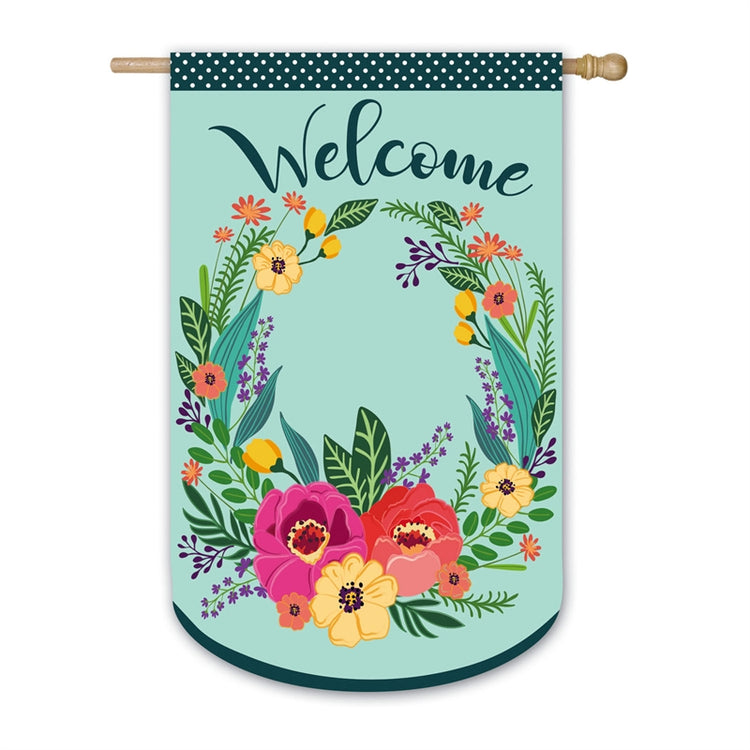 Spring Floral Welcome House Flag