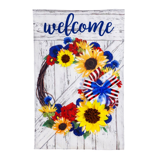 Americana Floral Wreath House Flag