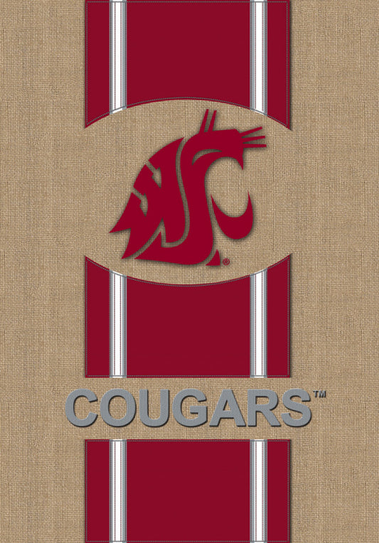 Washington State University Cougars Double Sided Burlap House Flag