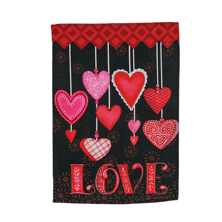 Hanging Love Hearts Printed Suede House Flag; Polyester 29"x43"