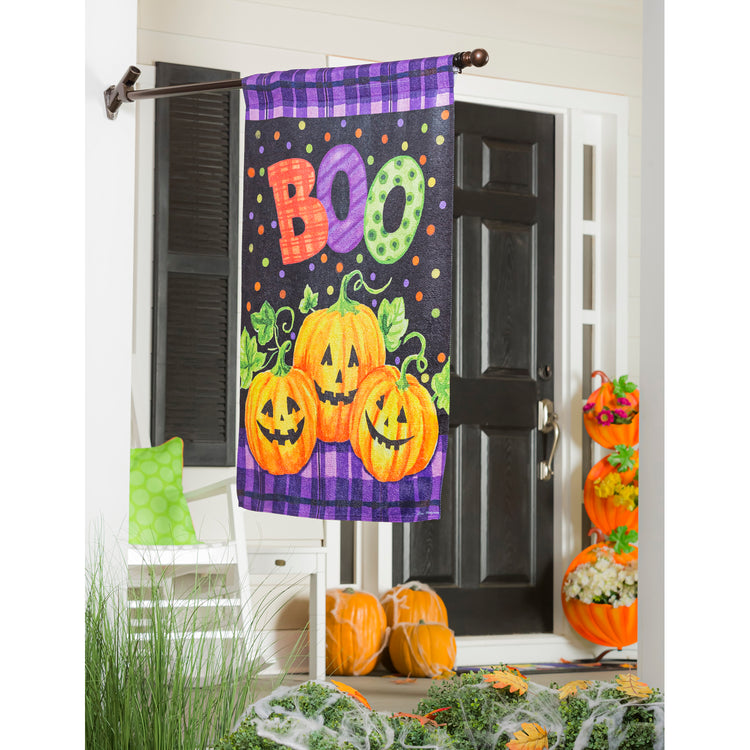 Boo Jack-o-Lanterns Printed Suede House Flag; Polyester 29"x43"