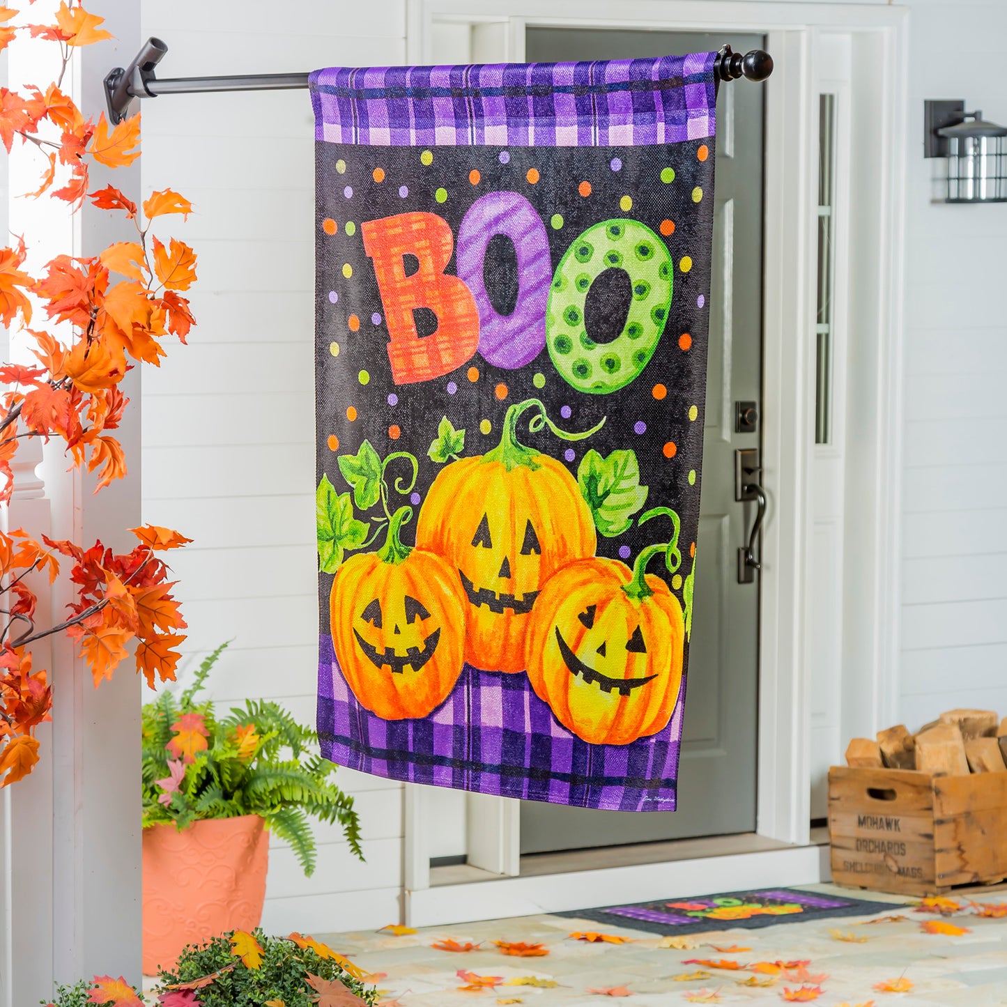 Boo Jack-o-Lanterns Printed Suede House Flag; Polyester 29"x43"
