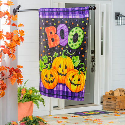 Boo Jack-o-Lanterns Printed Suede House Flag; Polyester 29"x43"