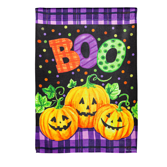 Boo Jack-o-Lanterns Printed Suede House Flag; Polyester 29"x43"