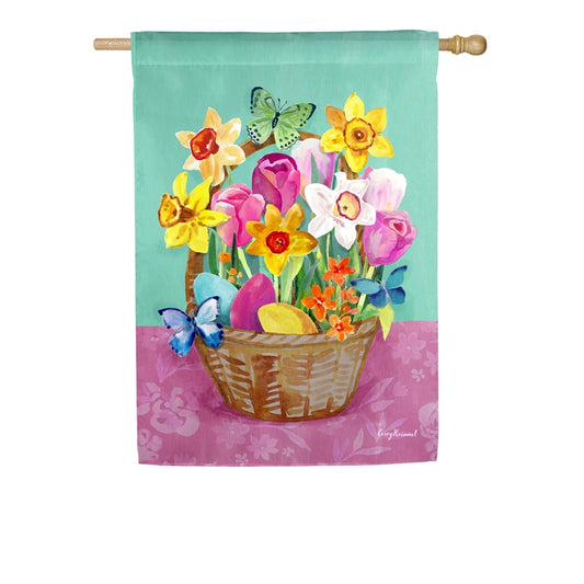 Easter Basket Printed Textured Suede House Flag; Polyester 29"x43"