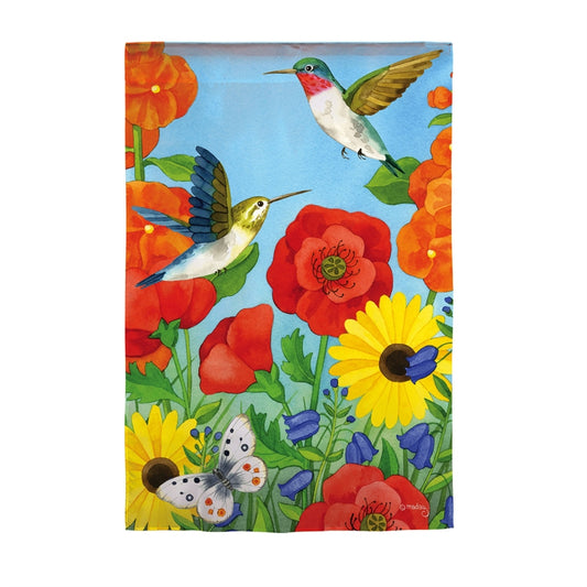 Happy Hummingbirds Printed Textured Suede House Flag; Polyester 29"x43"