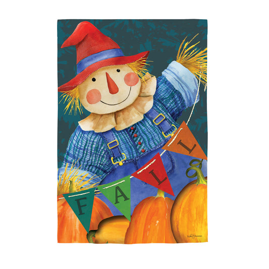 Fall Fella Scarecrow Printed Suede House Flag; Polyester 28"x44"