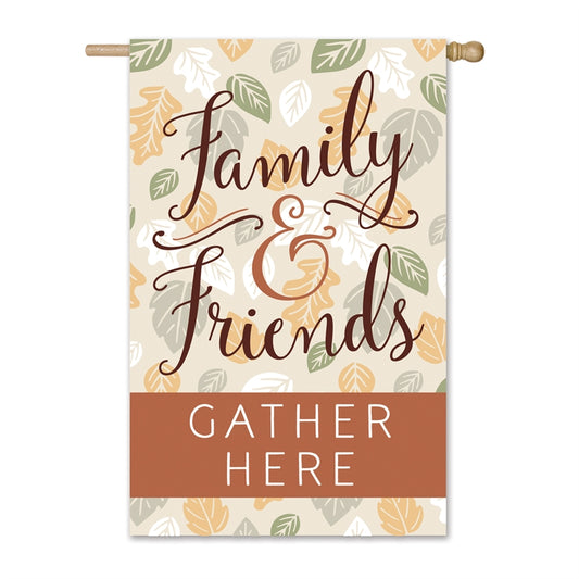 Gather Here Printed Seasonal House Flag; Linen Textured Polyester