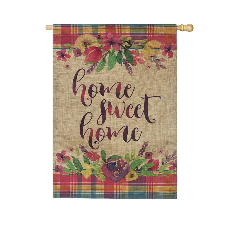 "Home Sweet Home" Printed Seasonal House Flag; Linen Textured Polyester