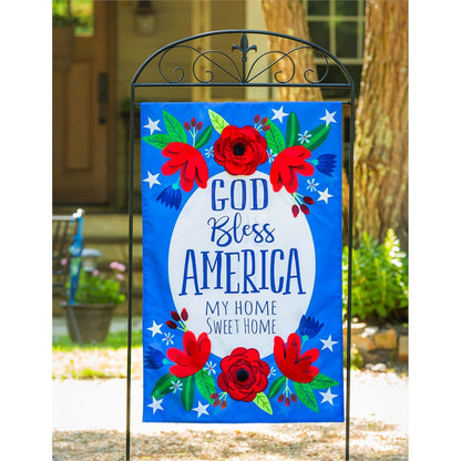 God Bless America Floral House Flag