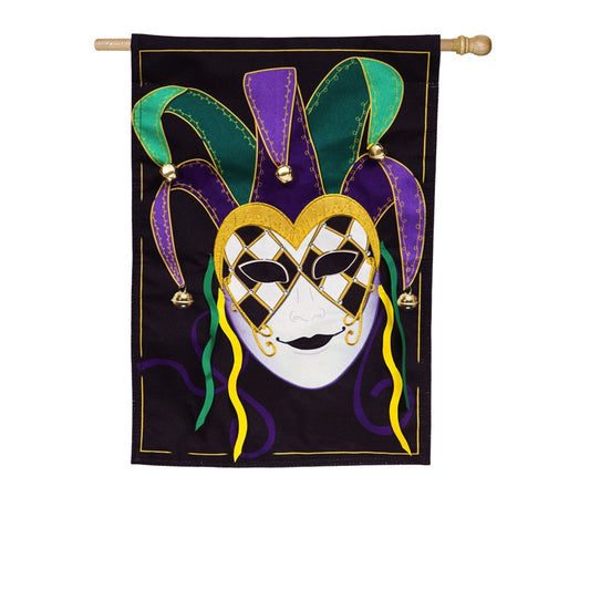 Mardi Gras Jester Mask House Flag