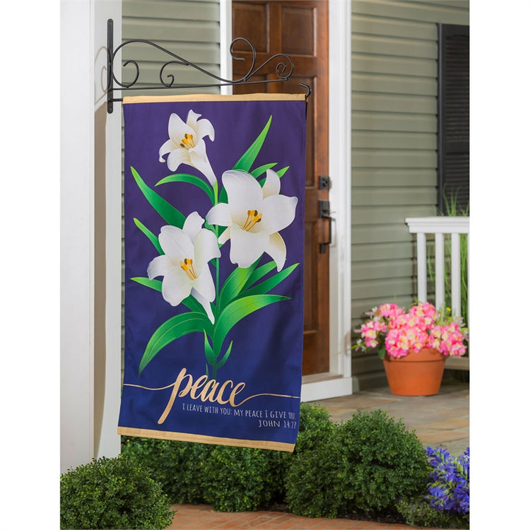 Easter Lilies Printed House Flag; Linen-Polyester 29"x43"