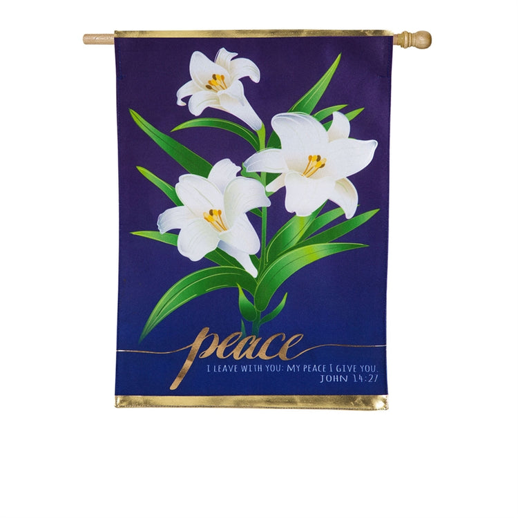 Easter Lilies Printed House Flag; Linen-Polyester 29"x43"