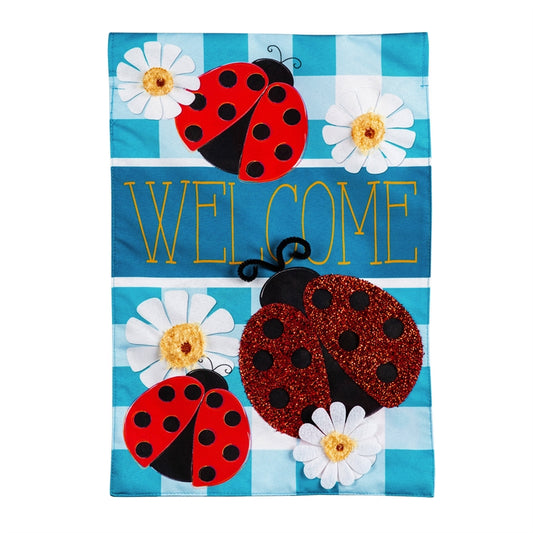 Ladybug Plaid House Flag