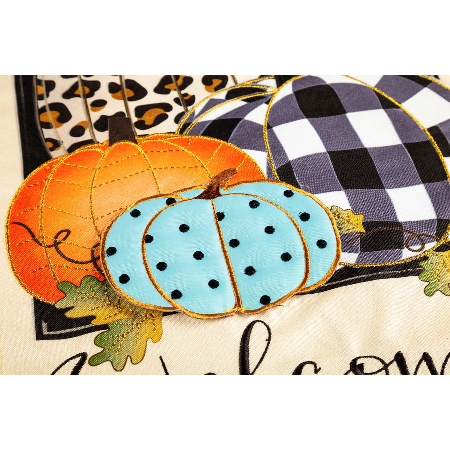 Mixed Print Pumpkins Printed House Flag; Linen Textured Polyester 28"x44"