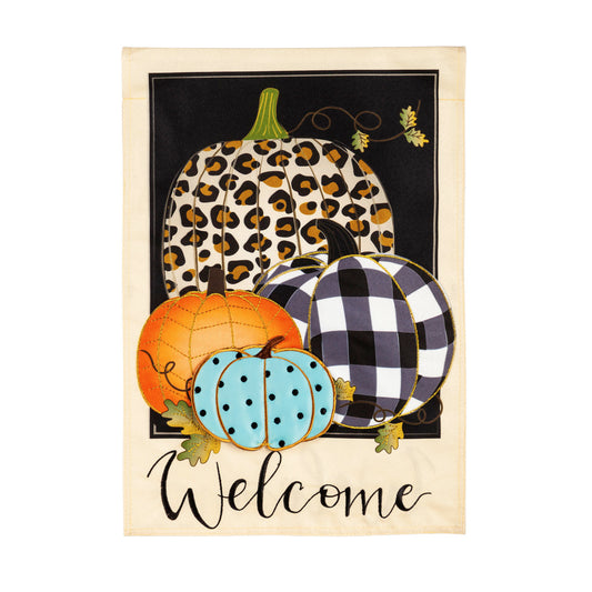 Mixed Print Pumpkins Printed House Flag; Linen Textured Polyester 28"x44"