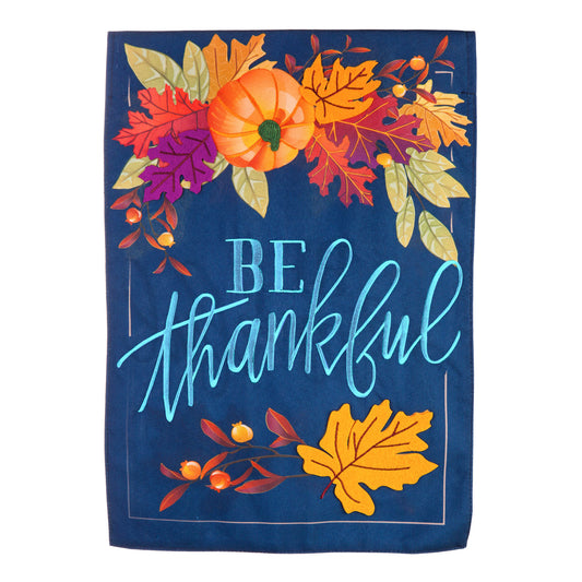Be Thankful Printed House Flag; Linen Textured Polyester 28"x44"
