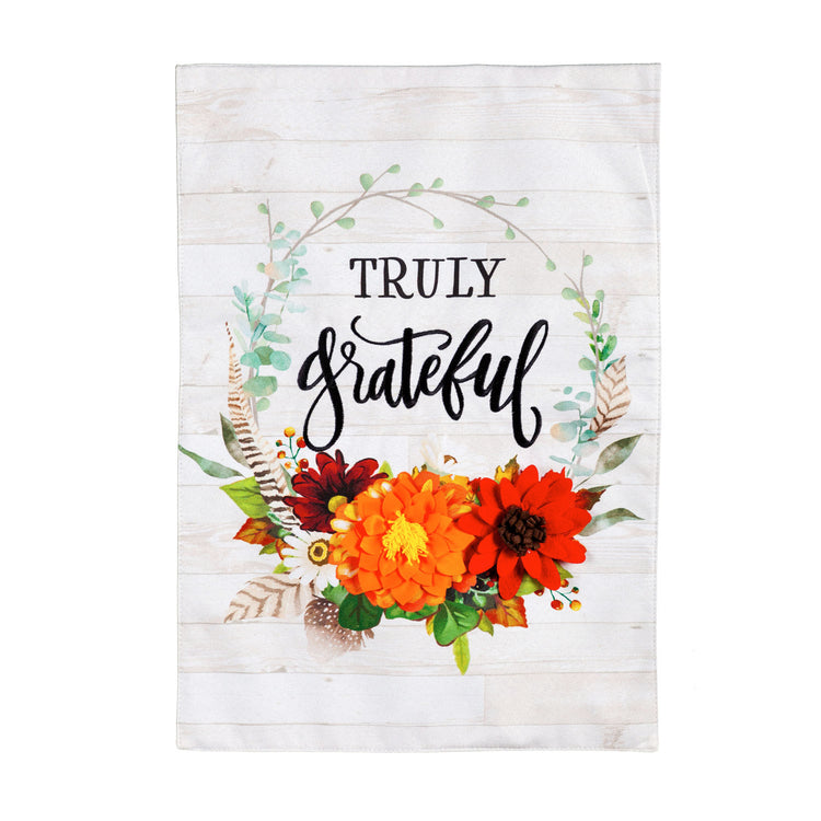 Truly Grateful Printed House Flag; Linen Textured Polyester 28"x44"