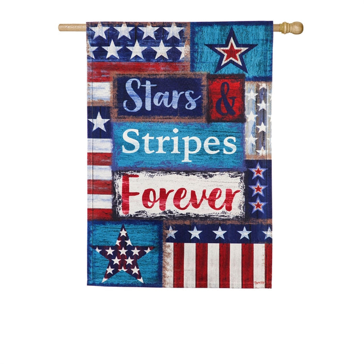 "Stars & Stripes Forever" Printed Seasonal House Flag; Linen Textured Polyester