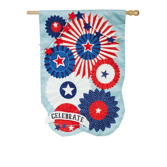 "Stars & Stripes Celebration" Printed Seasonal House Flag; Linen Textured Polyester