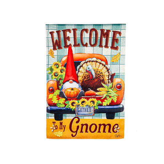 Welcome to My Gnome Printed Suede House Flag; Polyester 29"x43"