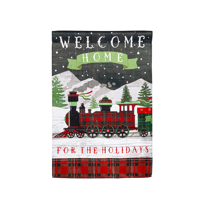 Home for the Holidays Train House Flag