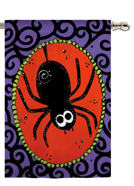 "Itsy Bitsy Spider" Suede Embellished Printed Seasonal House Flag; Polyester