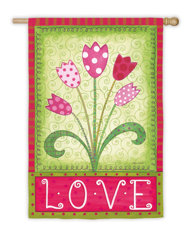 LOVE Tulips Printed Seasonal House Flag; Polyester