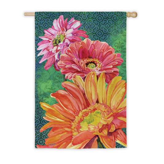 Gerber Daisies Printed Suede House Flag; Polyester
