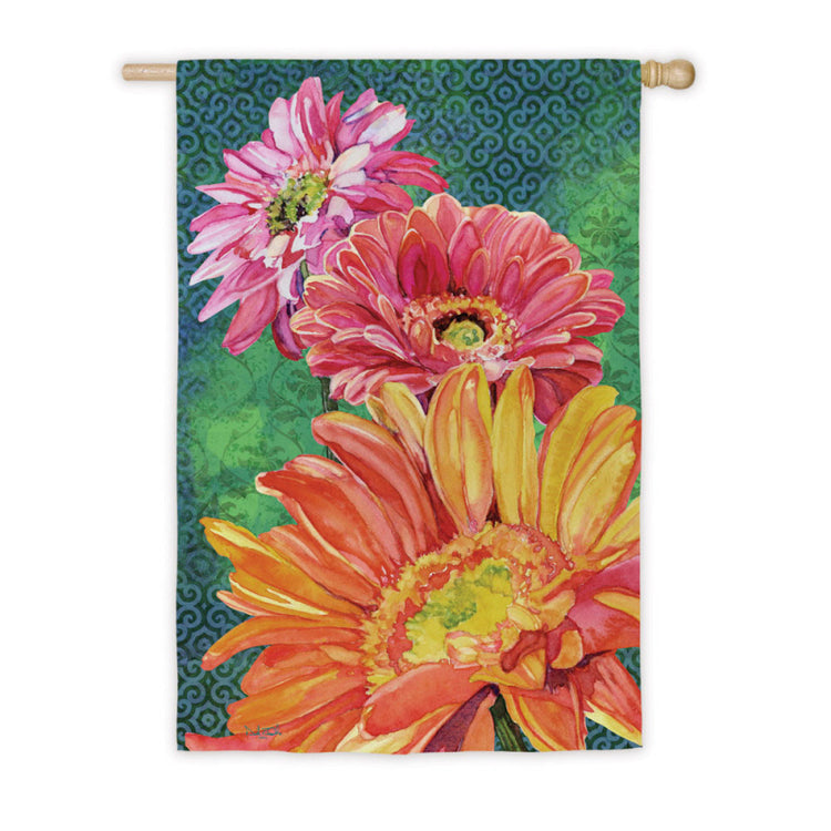 Gerber Daisies Printed Suede House Flag; Polyester