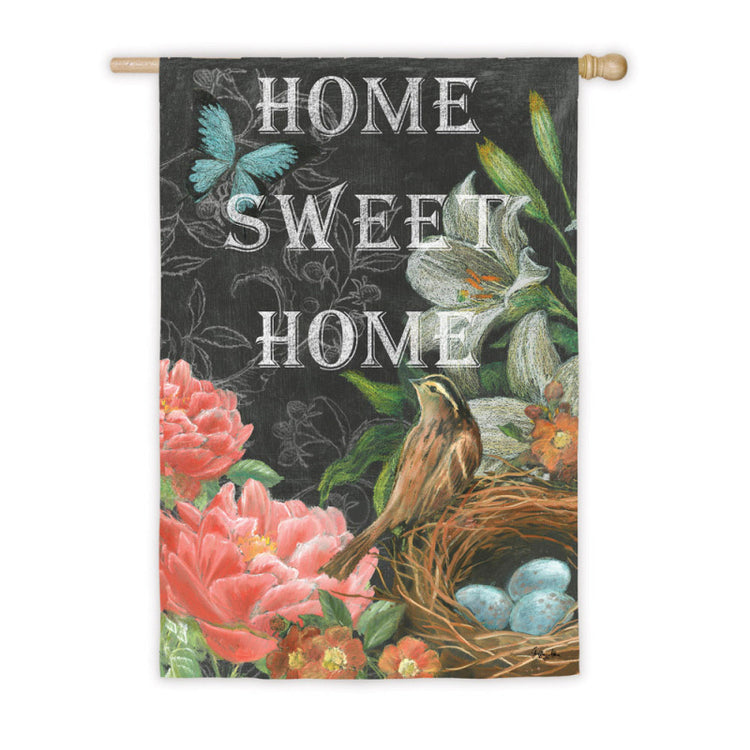 Home Sweet Home Birds & Nest Chalkboard House Flag